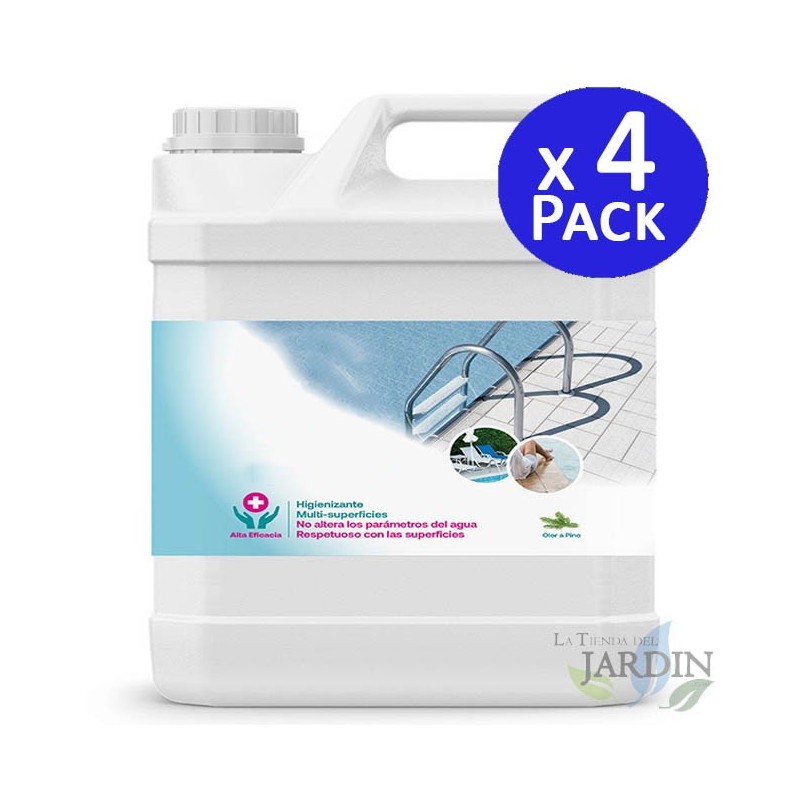Desinfetante de piscina – Desinfecção eficaz, 4 recipientes de 5 litros Desinfetante de piscina – Desinfecção eficaz, 4 recipientes de 5 litros