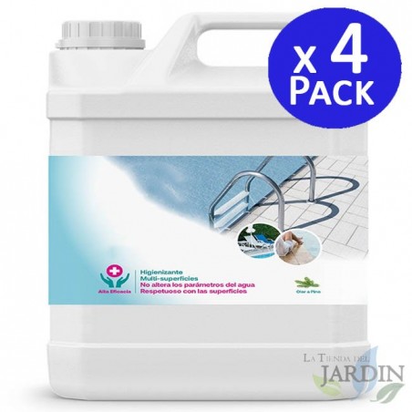 Disinfettante e igienizzante per piscine. 4 contenitori da 5 litri.