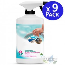 Higienizante desinfección piscinas. 9 envases de 1 litro en spray