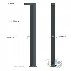 Doccia Solare da 30 L per Piscina, Anticalcare, Quadrata Grigia, Doccetta per Piedi e Soffione Doccia in Alluminio