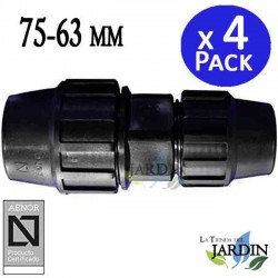 Pack 4 Manguito Reducido Polietileno 75 a 63 mm Aenor | Enlace reducido 75 a 63 mm para Tuberia Agricola y Tuberia Alimentaria