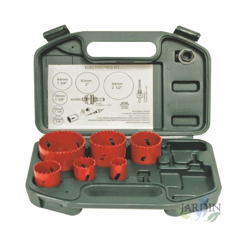 Kit Bimetallico, Set di 7 Seghe a Tazza al Cobalto con Mandrini per Metallo, Legno, Cartongesso: 22-29-35-49-51-64 mm Kit Bimetallico, Set di 7 Seghe a Tazza al Cobalto con Mandrini per Metallo, Legno, Cartongesso: 22-29-35-49-51-64 mm