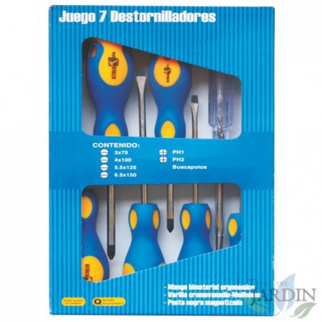 Kit 7 flat screwdrivers and stars