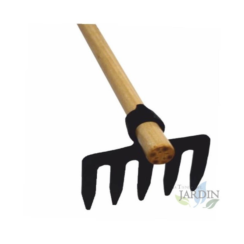 5-prong rake with wooden handle 90 cm