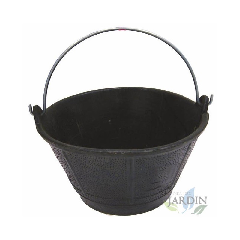 Seau de chantier en caoutchouc naturel noir, 10 litres, 32 x 22,5 cm, seau de chantier résistant