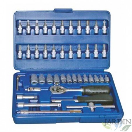 Estojo para brocas e soquetes 46 peças, estojo para brocas e soquetes variados, ferramentas de montagem