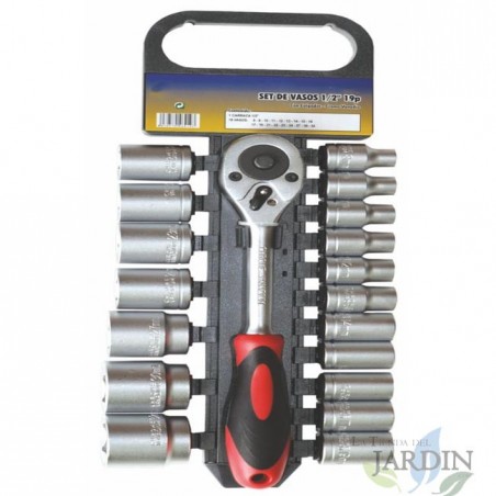 Estuche de bits y vasos 19 piezas, estuche pequeño de bits y vasos, herramientas profesionales