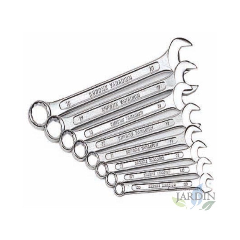 Set of 8 combination, fixed and star wrenches