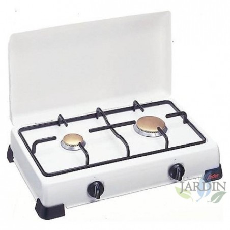 Fogão a gás de 2 bocas, queimador ajustável, fogão portátil, ideal para camping e atividades ao ar livre