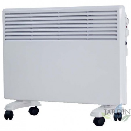 Convecteur électrique 1500 Watts, chauffage sur pied mobile. Radiateur d'appoint 2 niveaux chaleur avec minuteur, blanc