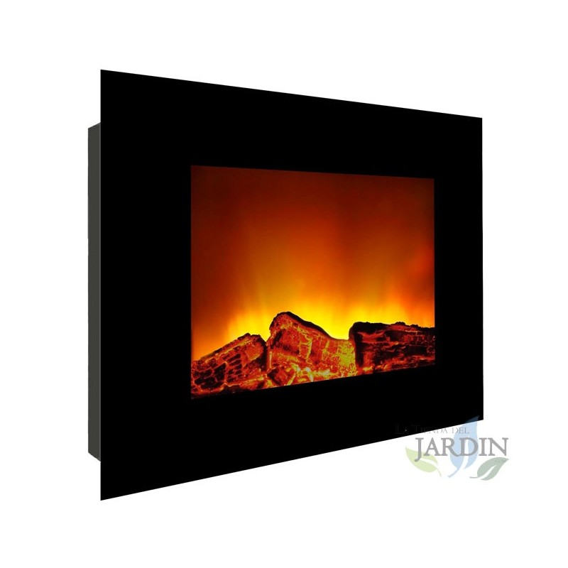 Cheminée Murale électrique 1800W effet flamme et feu avec arrêt de sécurité 60x16x52 cm