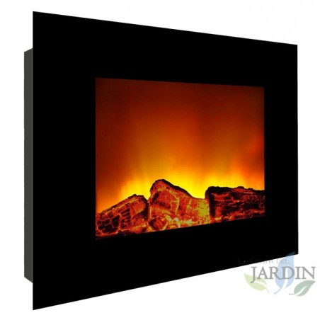 Cheminée Murale électrique 1800W effet flamme et feu avec arrêt de sécurité 60x16x52 cm