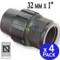 Lot de 4 Raccord compression taraudé femelle 32 x 1''. Produit certifié AENOR. Utilisé dans les tuyaurs PE 32 mm Lot de 4 Raccord compression taraudé femelle 32 x 1''. Produit certifié AENOR. Utilisé dans les tuyaurs PE 32 mm