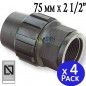 Pack 4 Enlace Hembra Polietileno 75mm x 2 1/2'' para Tuberia de polietileno 75mm | Enlace rosca Hembra 75 Aenor | Conector riego Pack 4 Enlace Hembra Polietileno 75mm x 2 1/2'' para Tuberia de polietileno 75mm | Enlace rosca Hembra 75 Aenor | Conector riego