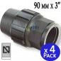 4 Stück PE-Rohr Kupplung 90mm x 3'' Weiblich für 90mm Rohr | Aenor Zertifizierte Gewindeverbindung 4 Stück PE-Rohr Kupplung 90mm x 3'' Weiblich für 90mm Rohr | Aenor Zertifizierte Gewindeverbindung