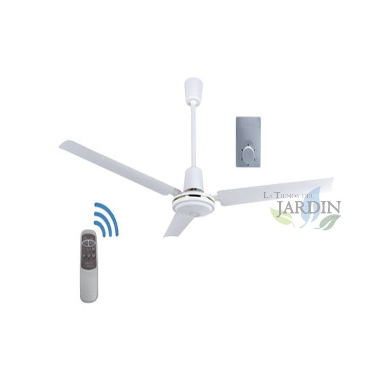 Ventilateur de plafond avec télecommande 120 cm 65W,  Programmable, Silencieux, sans lumière, blanc