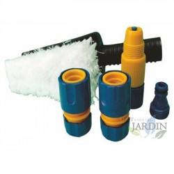 Kit di pulizia con spazzola e raccordi per tubi flessibili