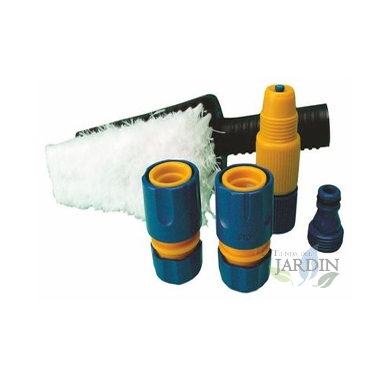 Kit de limpeza com escova e conectores de mangueira