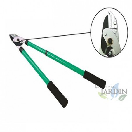 Two-handed telescopic pruning shears with pliers, with hanger