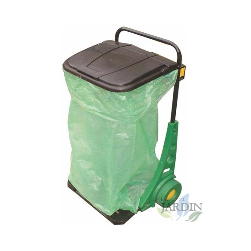 Carro de Jardín Negro, Útil para Recoger Hojas - 50 kg Capacidad y Función Papelera de Pared Carro de Jardín Negro, Útil para Recoger Hojas - 50 kg Capacidad y Función Papelera de Pared