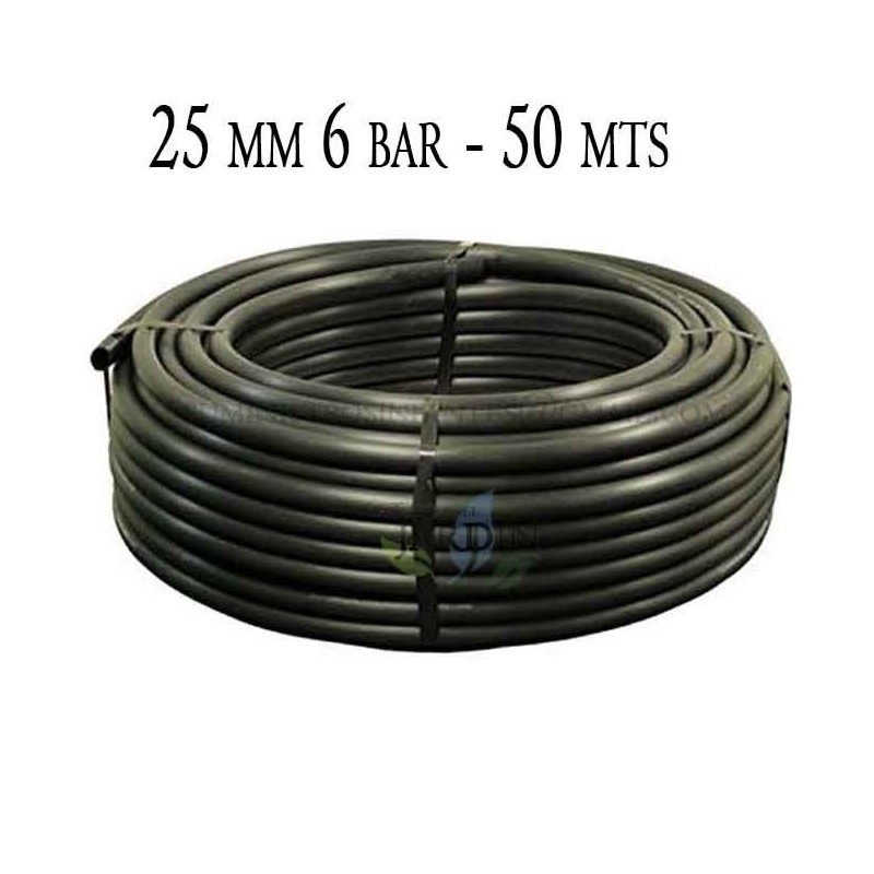 Tubo in polietilene agricolo 25mm 6 bar 50mt nero