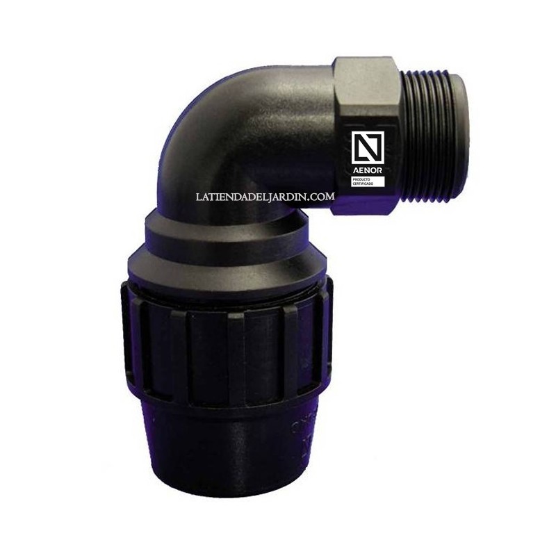 Gomito filettato Maschio PE | Accessorio per tubi in polietilene | Misure da 20mm a 90mm Gomito filettato Maschio PE | Accessorio per tubi in polietilene | Misure da 20mm a 90mm