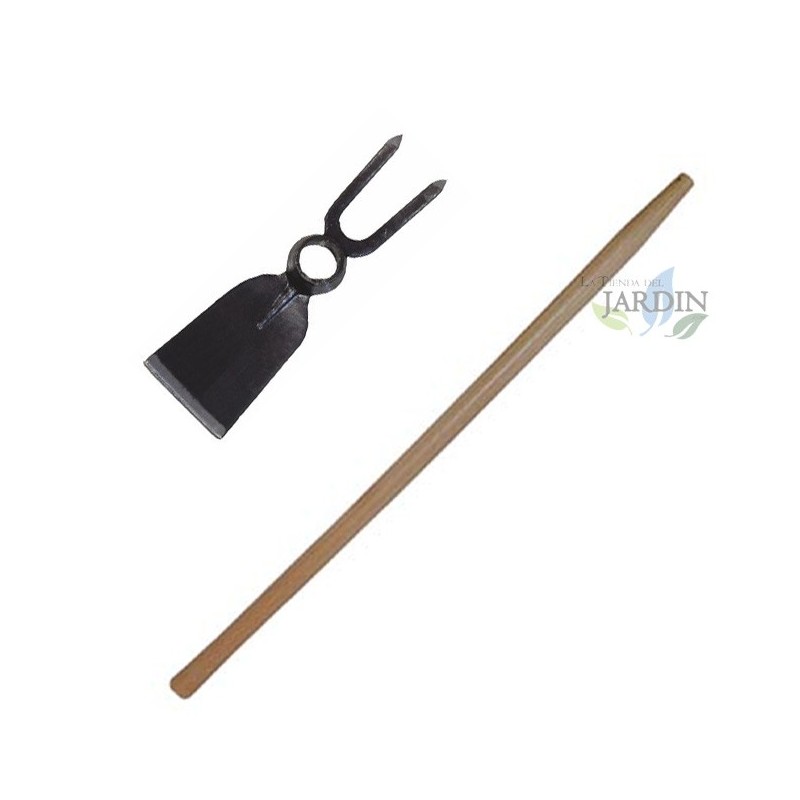 Zappa piatta 28 cm e forca 90 cm con manico, Attrezzo manuale per terra Zappa piatta 28 cm e forca 90 cm con manico, Attrezzo manuale per terra