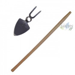Breite Hacke und Gartengabel mit Stiel 90 cm
