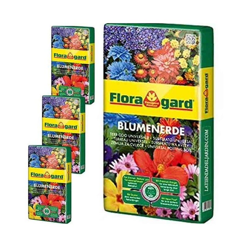 Pacote com 4 substratos universais Floragard Premium de 70 litros