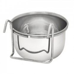 Fressnapf und Trinknapf für Haustiere. Pyradidenförmige Edelstahloberfläche. Mit Haken, 0,9 Liter, 12x5,5 cm