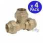 Pack 4 Te Latón 32mm para tuberia de polietileno 32 mm | Accesorio de laton con Certificado Aenor | Te de latón fontaneria