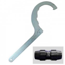 Llave acero apriete 63mm, 75mm, 90mm, 110mm para Polietileno y Latón
