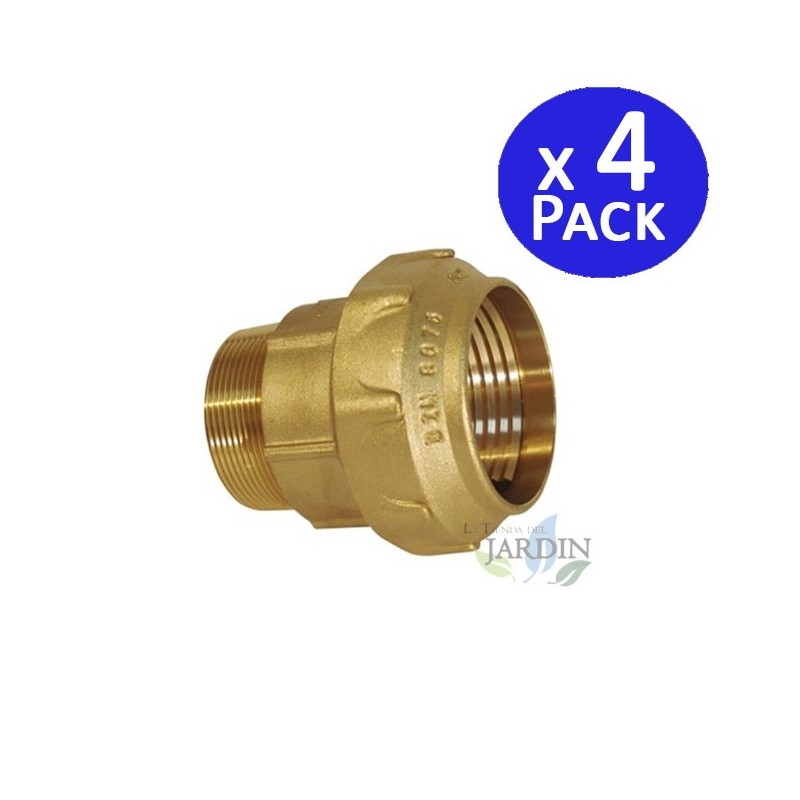 4 x Enlace macho latón 40mm x 1 1/4" para tubería de polietileno