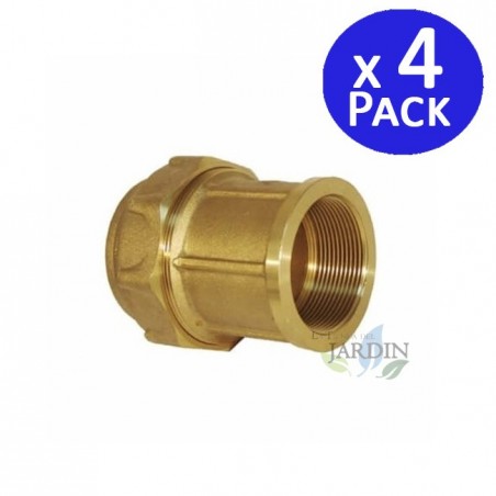 Pack 4 Enlace hembra Latón 50mm x 1 1/2'' para tuberia polietileno 50 mm | Accesorio laton Aenor | Enlace rosca hembra