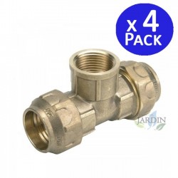 Pack 4 Te hembra Latón 20mm x 1/2'' para tubería de polietileno 20 mm | Accesorio latón | Certificado Aenor | Te rosca hembra