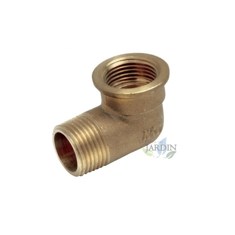 Gomito femmina/maschio in ottone per tubo da 20 mm x 1/2''