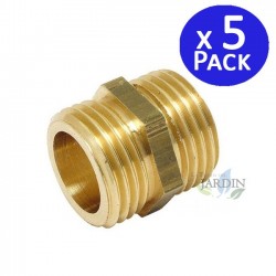 Pack 5 Machón latón 3/4'' | Accesorio latón Aenor | Machones de latón roscados | Machón Roscado latón para Aire, Agua, Gas