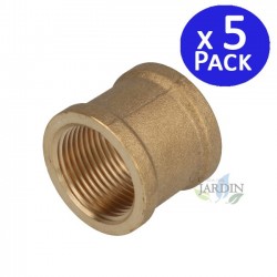 Pack 5 Manguito Latón 3/4'' hembra roscado | Accesorio laton Aenor | Manguito Hembra roscado latón 3/4''