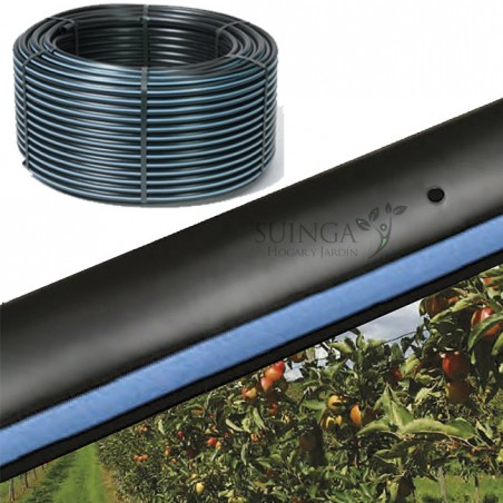 Tropfbewässerungsrohr 16 mm | Selbstkompensierende Tropfer Alle 125 cm | Rolle mit 400 Metern Schwarz