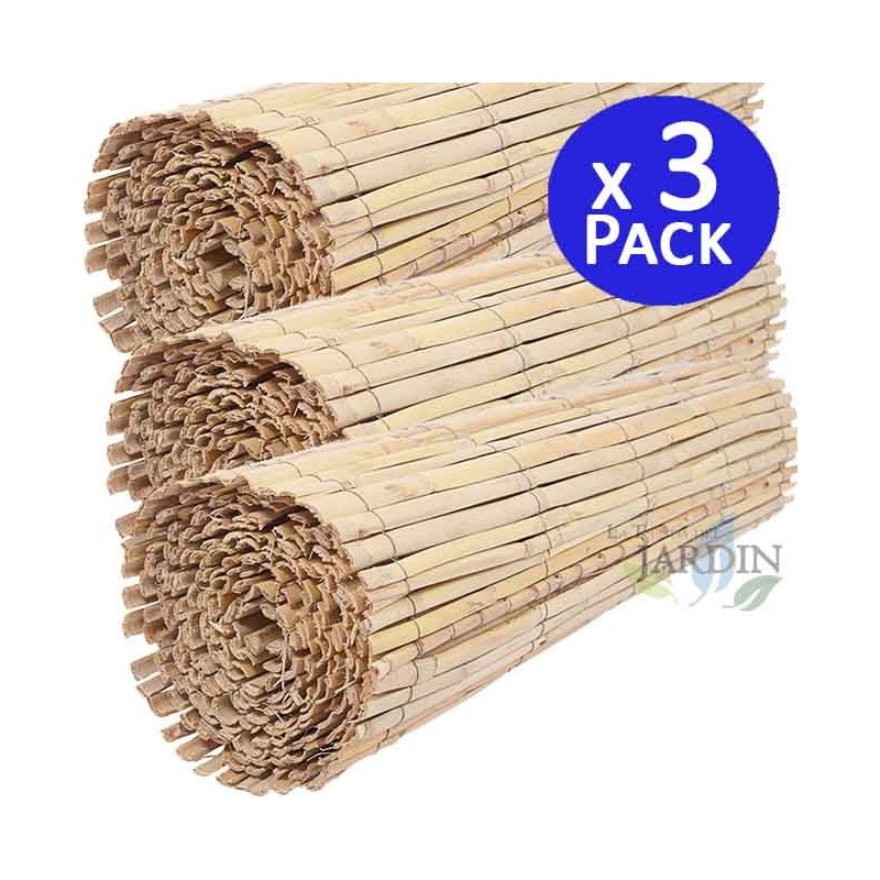 Cañizo natural partido jardin 1 x 5 m (Pack 3), util para ocultacion, delimitacion o sombrajes, ocultacion 95%