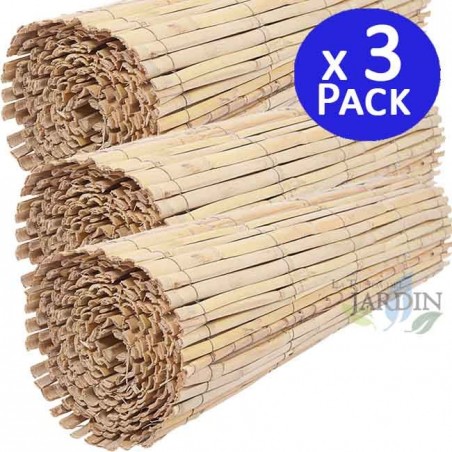 Cañizo natural partido jardin 1 x 5 m (Pack 3), util para ocultacion, delimitacion o sombrajes, ocultacion 95%