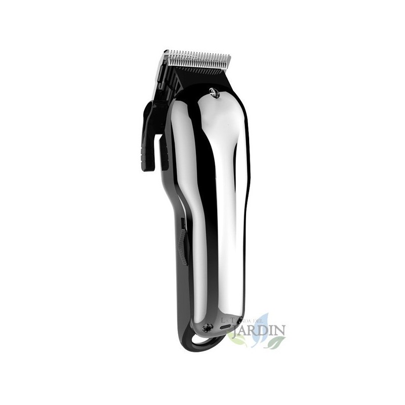Corded and cordless hair clipper, 2 speeds. 3, 6, 10, and 13 mm cutting lengths.