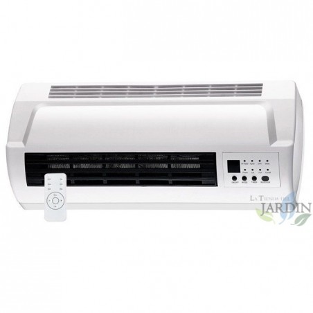 1000-2000W wall heater with timer, wall mounting kit included, dimensions 46x12x18 cm