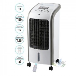 Climatiseur Mobile, 3 en 1 Refroidisseur d'Air Évaporatif avec Télécommande, 3 Vitesses 750W: Ventilateur, Refroidisseur