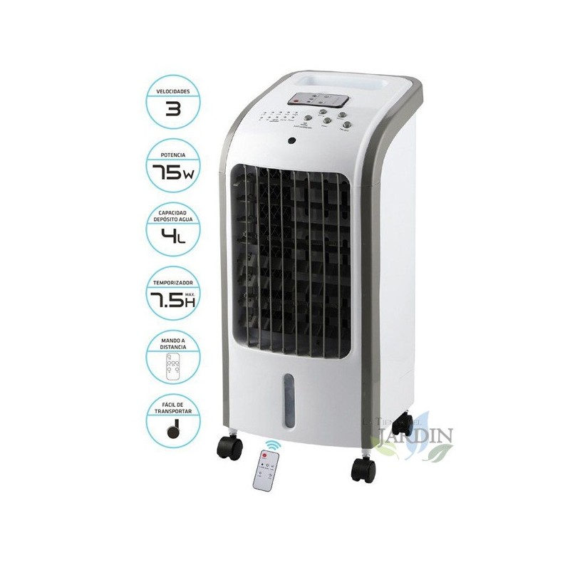 Climatiseur Mobile, 3 en 1 Refroidisseur d'Air Évaporatif avec Télécommande, 3 Vitesses 750W: Ventilateur, Refroidisseur
