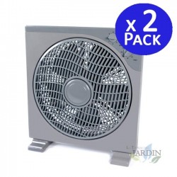 Pack of 2 x 12" oscillating square floor fans with timer 40W