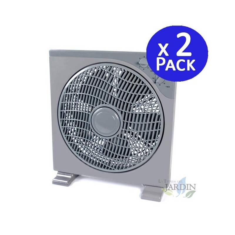 2 x Ventilateur de table ou sur pied muni de 5 pales et 3 niveaux d'intensité 12'' 40W Rotation à 360 degrés et minuterie