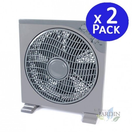 Lot de 2 Ventilateur de table ou sur pied muni de 5 pales et 3 niveaux d'intensité 12'' 40W Rotation à 360 degrés et minuterie