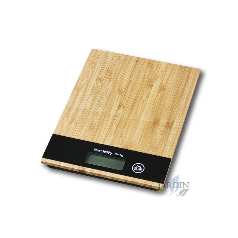 Bilancia da cucina in legno, 5 kg, graduazione 1 g, 15,4 x 20,4 cm