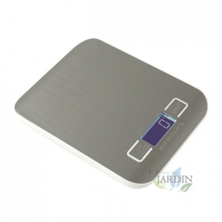 Báscula de cocina LED 5 Kg gris, graduación 1 gr. 14x18 cm